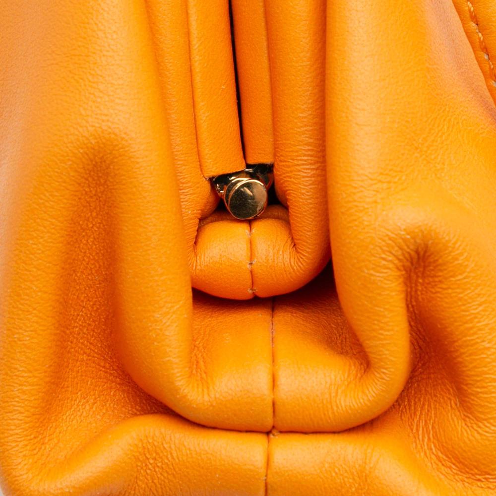 Bottega Veneta AB Bottega Veneta Orange Lambskin Leather Leather Lambskin The Mini Pouch Crossbody Italy