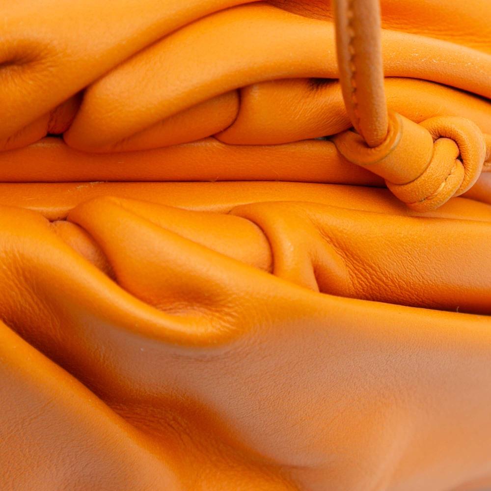 Bottega Veneta AB Bottega Veneta Orange Lambskin Leather Leather Lambskin The Mini Pouch Crossbody Italy