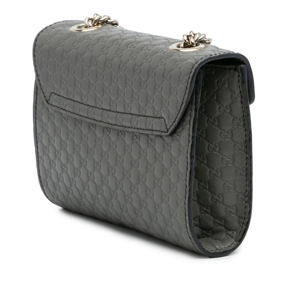 Gucci B Gucci Gray Dark Gray Calf Leather Mini Microguccissima Emily Crossbody Italy
