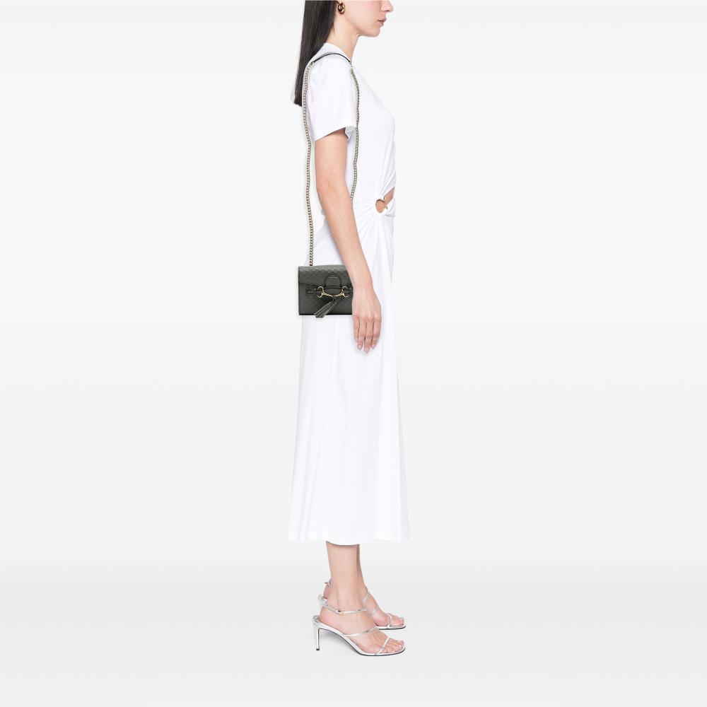 Gucci B Gucci Gray Dark Gray Calf Leather Mini Microguccissima Emily Crossbody Italy