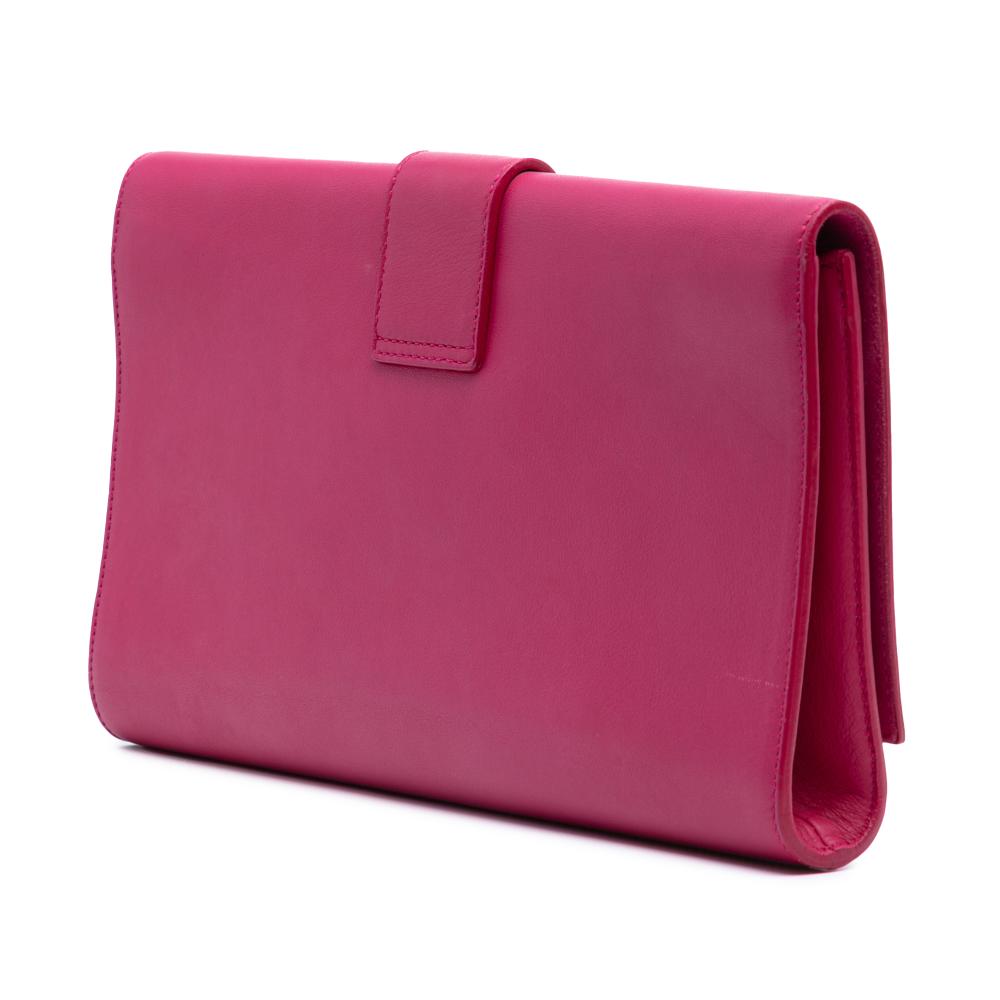 Saint Laurent B Saint Laurent Pink Hot Pink Calf Leather Chyc Ligne Clutch Italy