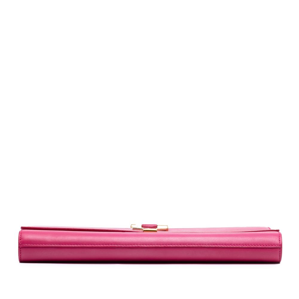 Saint Laurent B Saint Laurent Pink Hot Pink Calf Leather Chyc Ligne Clutch Italy
