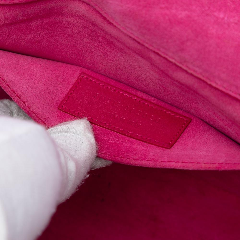 Saint Laurent B Saint Laurent Pink Hot Pink Calf Leather Chyc Ligne Clutch Italy