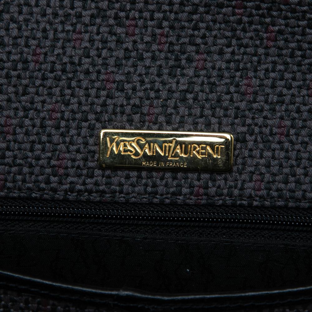 Saint Laurent B Saint Laurent Gray Dark Gray Coated Canvas Fabric Crossbody France