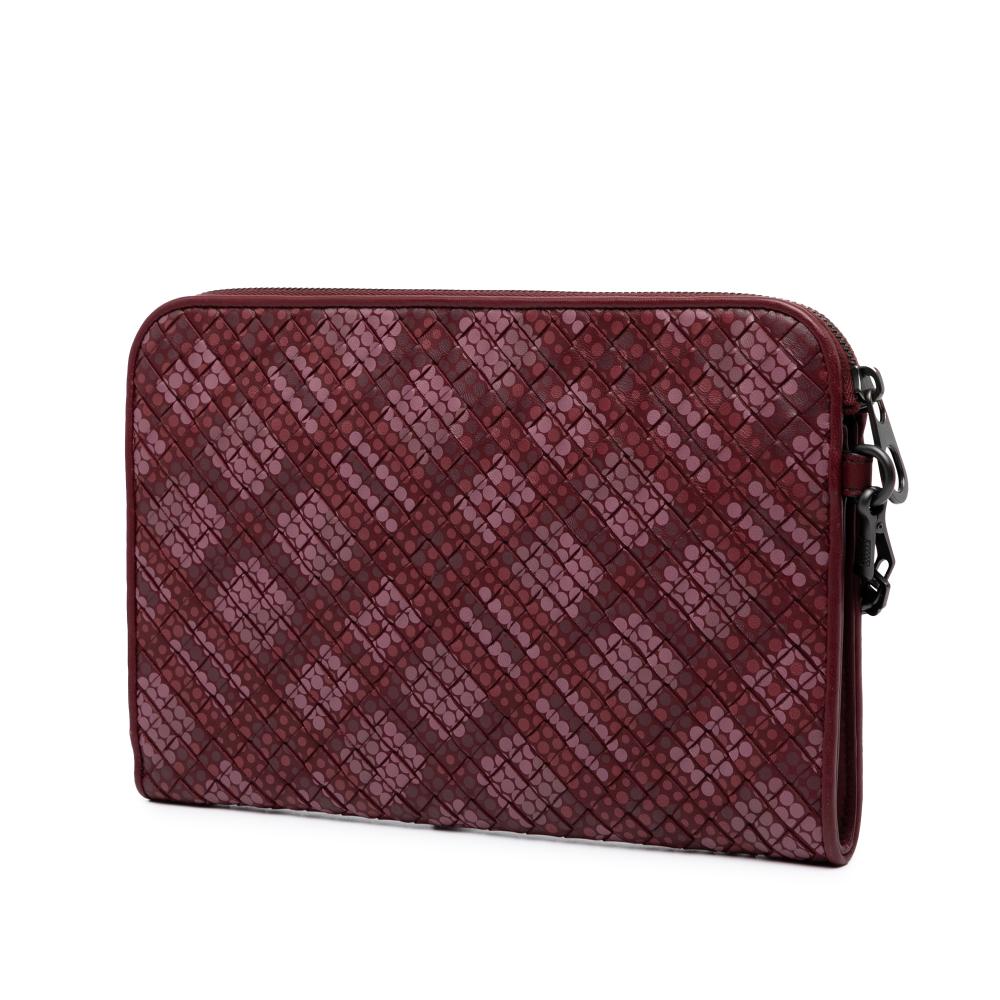 Bottega Veneta AB Bottega Veneta Red Dark Red Calf Leather skin Intrecciato Dot Document Case Italy
