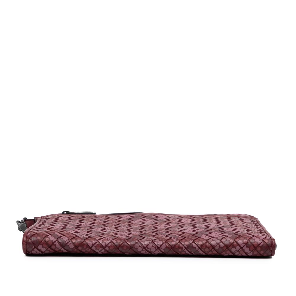 Bottega Veneta AB Bottega Veneta Red Dark Red Calf Leather skin Intrecciato Dot Document Case Italy