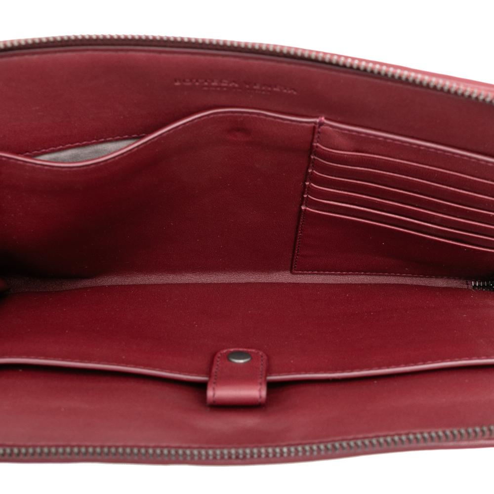 Bottega Veneta AB Bottega Veneta Red Dark Red Calf Leather skin Intrecciato Dot Document Case Italy