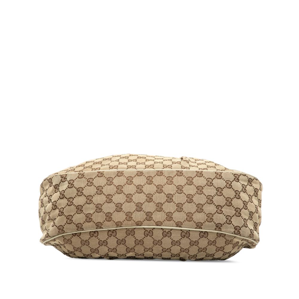 Gucci B Gucci Brown Canvas Fabric GG Sukey Shoulder Bag Italy