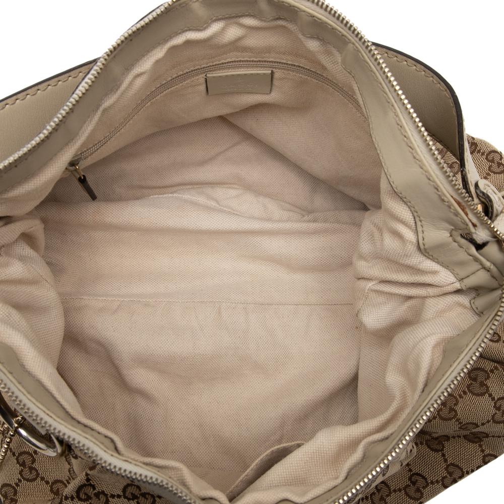 Gucci B Gucci Brown Canvas Fabric GG Sukey Shoulder Bag Italy