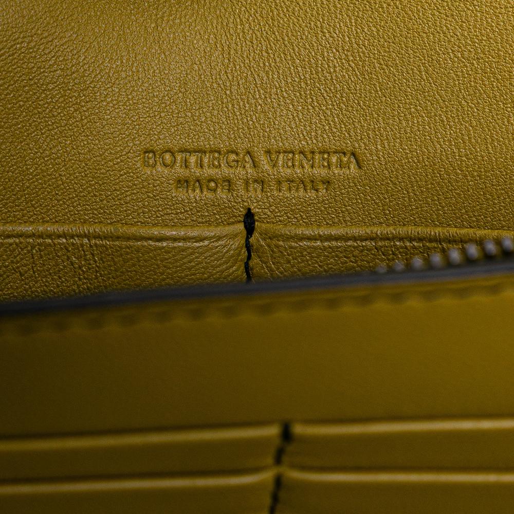 Bottega Veneta Yellow Nappa Intrecciato Studded Wallet on Chain Italy