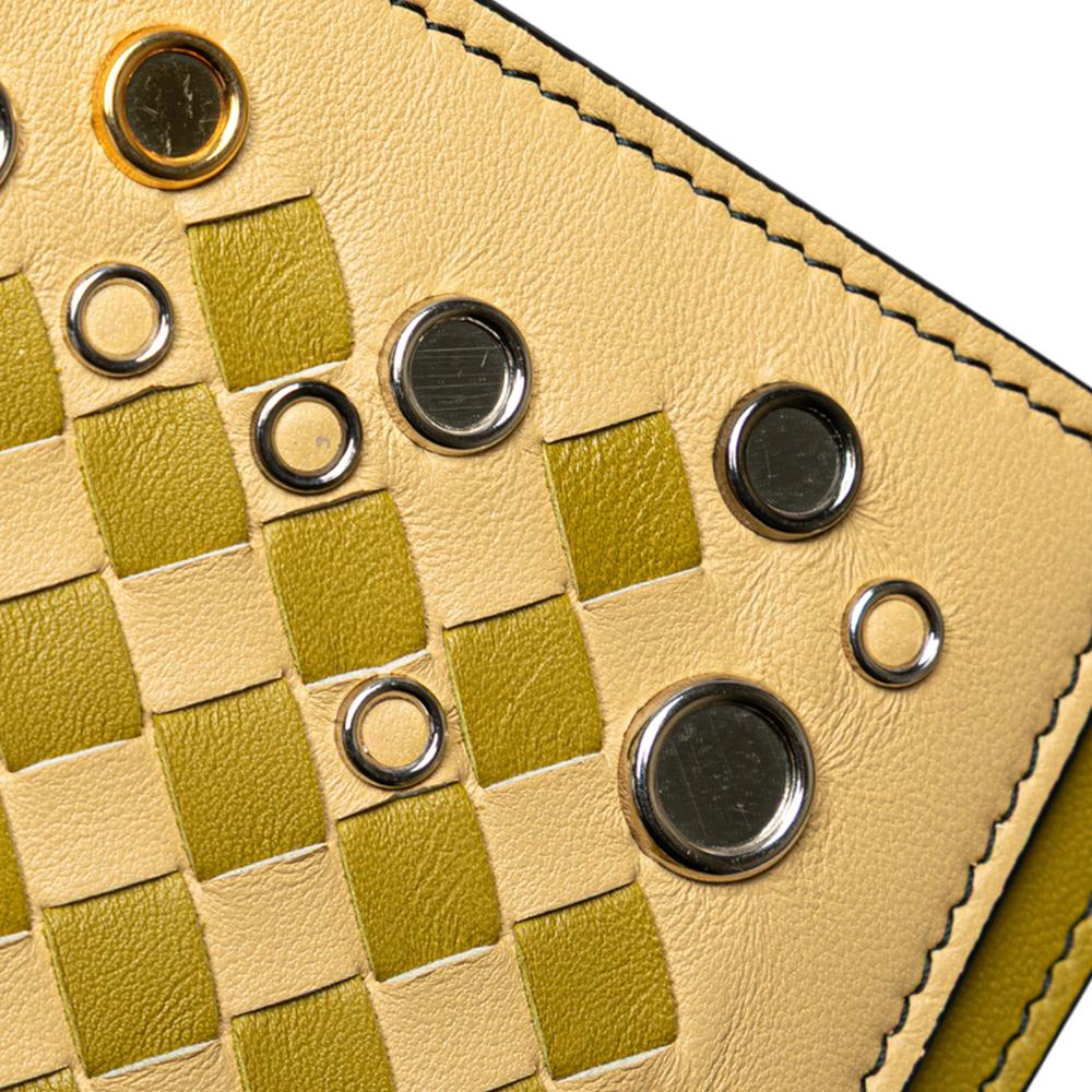 Bottega Veneta Yellow Nappa Intrecciato Studded Wallet on Chain Italy