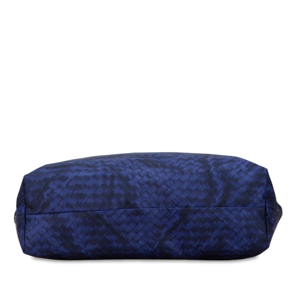Bottega Veneta B Bottega Veneta Blue Midnight Blue Nylon Fabric Intrecciolusion Tote Italy