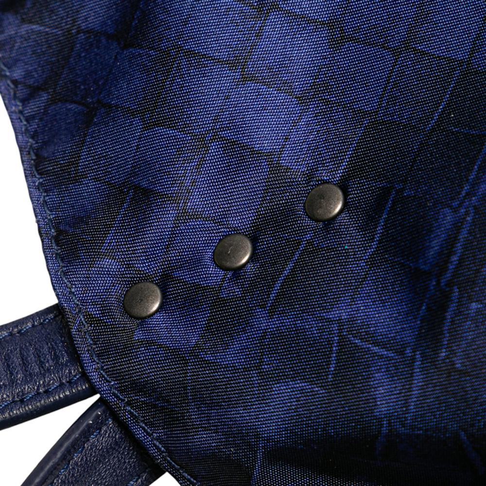 Bottega Veneta B Bottega Veneta Blue Midnight Blue Nylon Fabric Intrecciolusion Tote Italy
