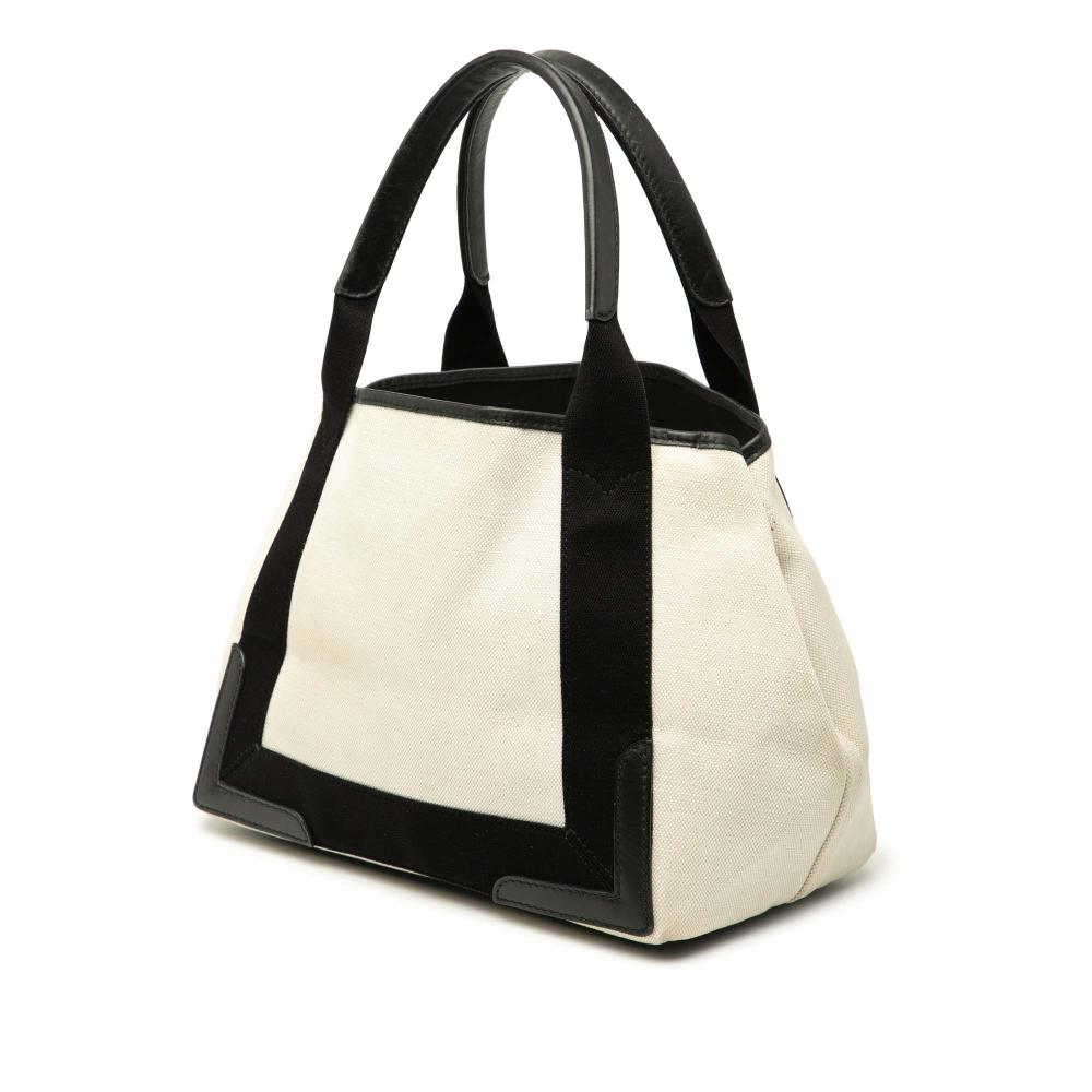Balenciaga B Balenciaga White Canvas Fabric Navy Cabas Tote S Italy