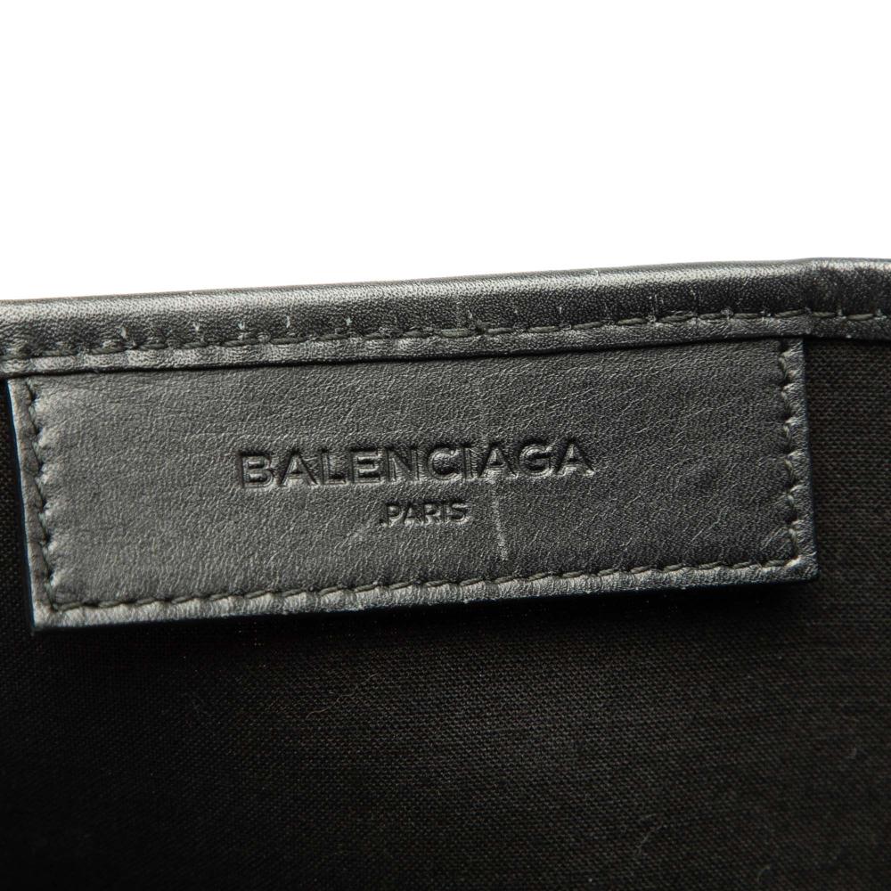 Balenciaga B Balenciaga White Canvas Fabric Navy Cabas Tote S Italy