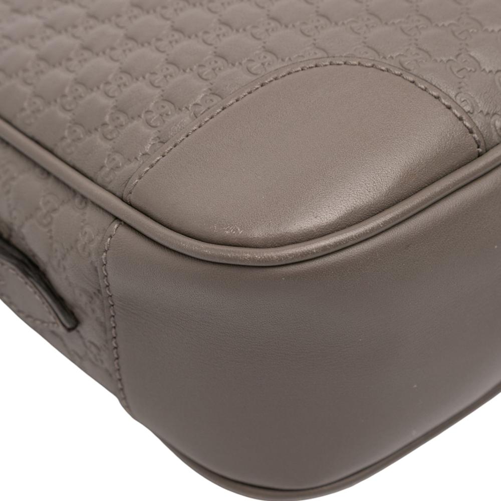 Gucci B Gucci Gray Calf Leather Microguccissima Bree Crossbody Italy