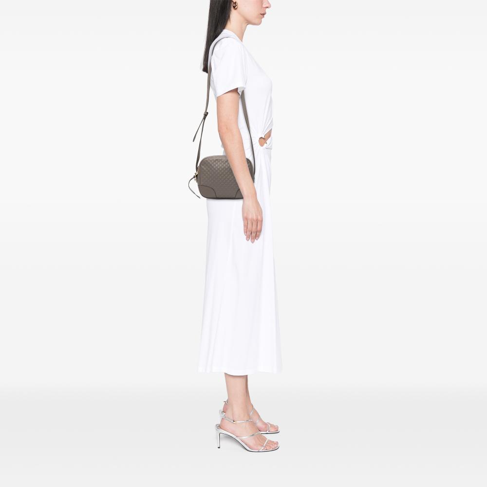 Gucci B Gucci Gray Calf Leather Microguccissima Bree Crossbody Italy