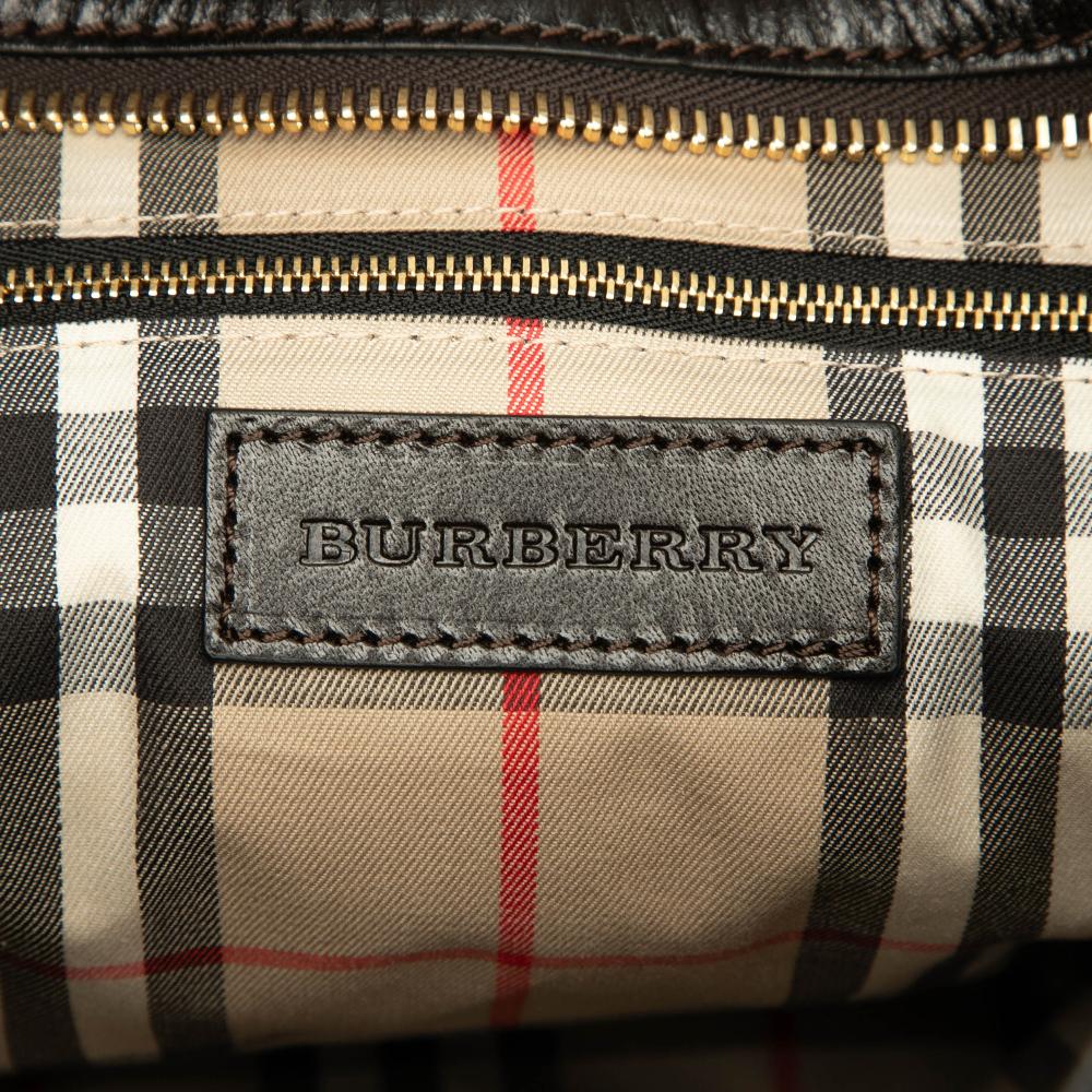 Burberry AB Burberry Brown Dark Brown Calf Leather Medium Willenmore Hobo Italy