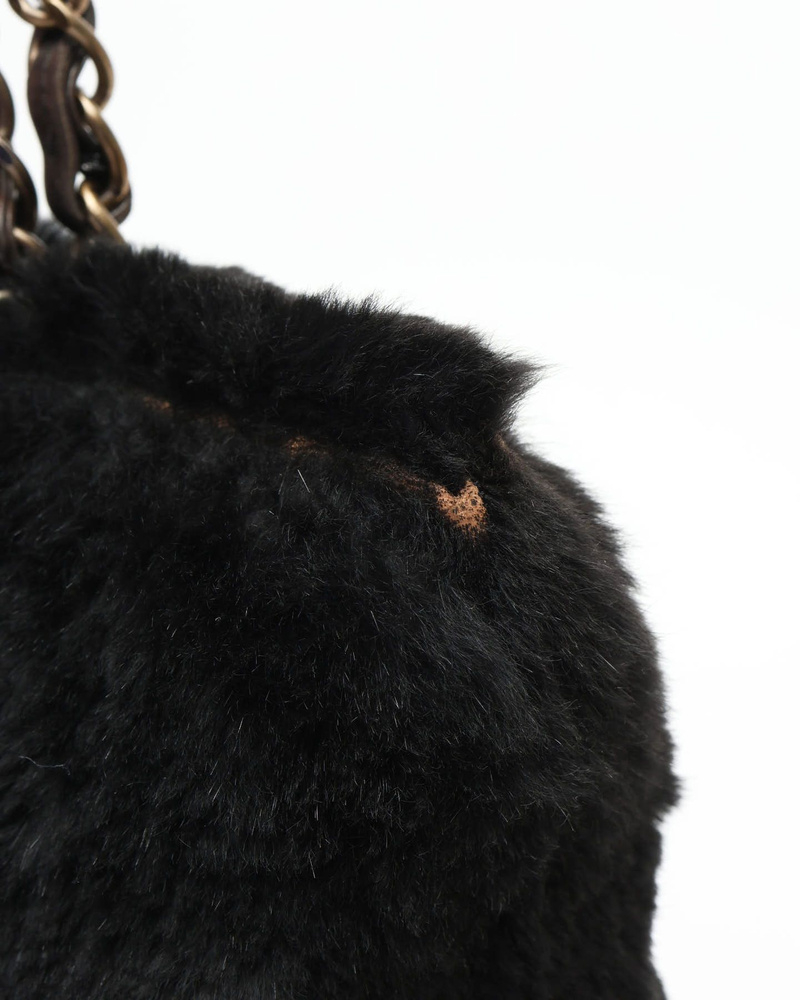 Chanel CC Fur Chain Tote Bag