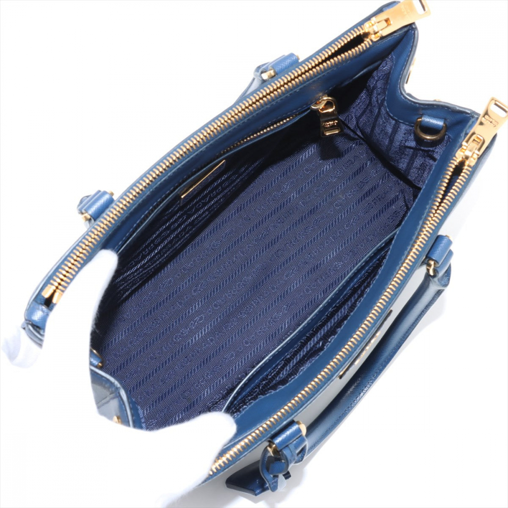Prada Galleria Medium Saffiano Leather Tote Handbag Blue