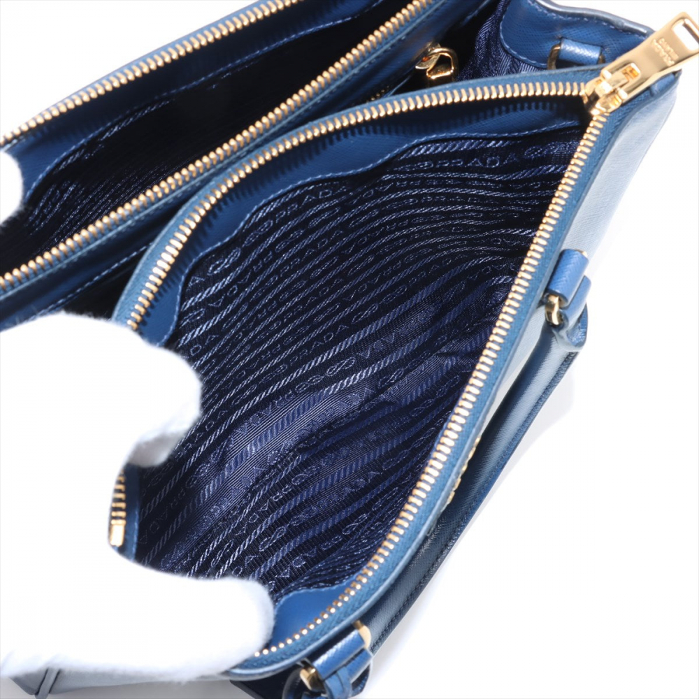 Prada Galleria Medium Saffiano Leather Tote Handbag Blue