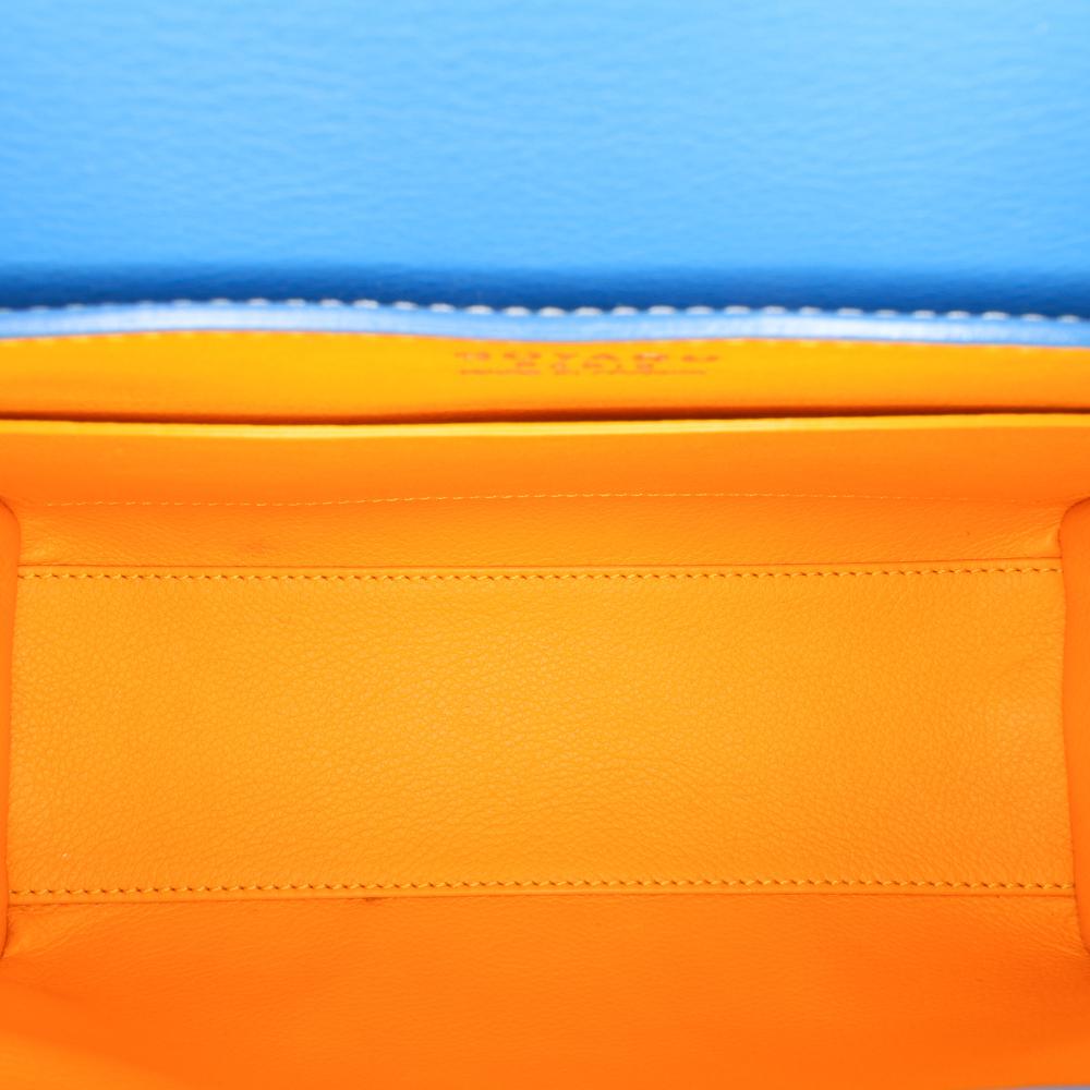 Goyard B Goyard Blue Coated Canvas Fabric Mini Goyardine Saigon Souple France