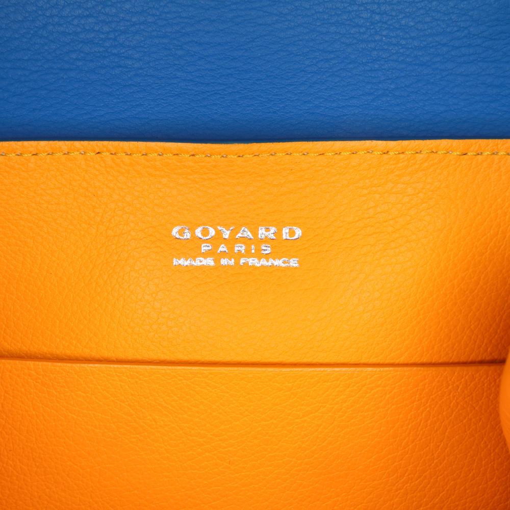 Goyard B Goyard Blue Coated Canvas Fabric Mini Goyardine Saigon Souple France