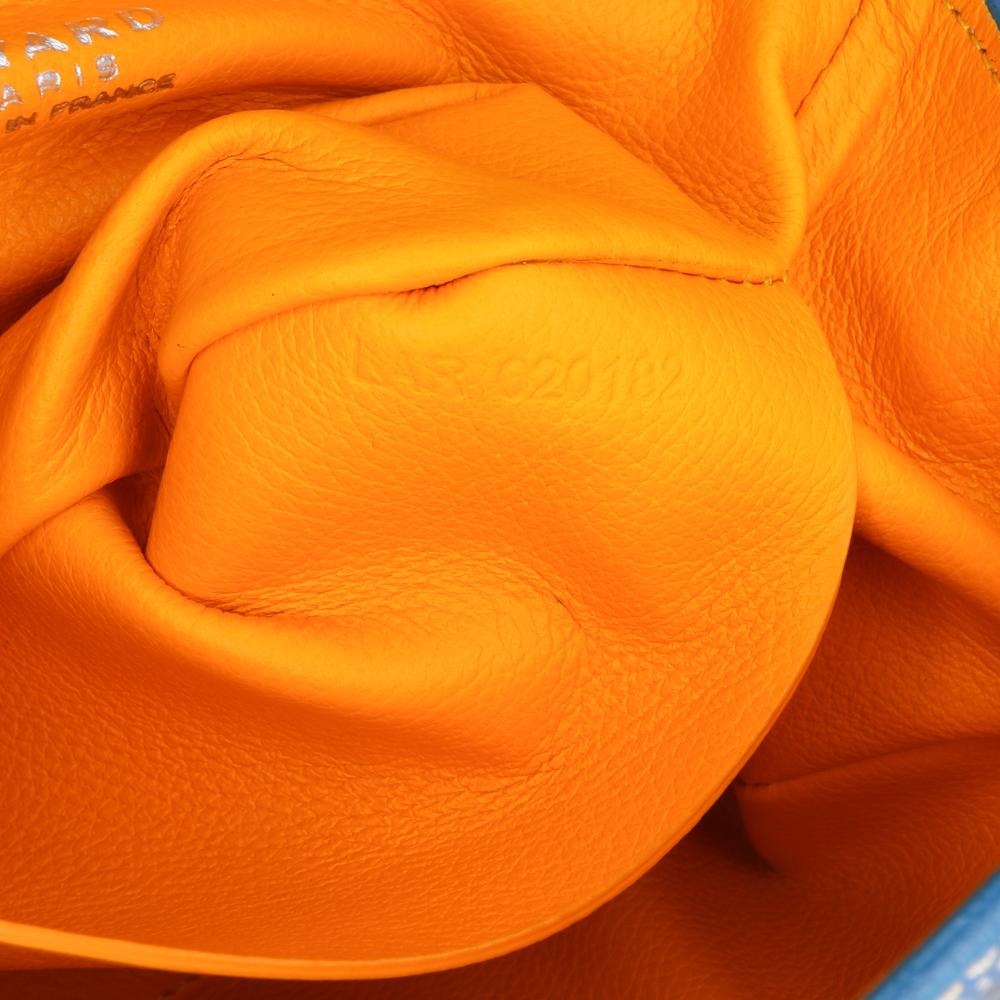 Goyard B Goyard Blue Coated Canvas Fabric Mini Goyardine Saigon Souple France