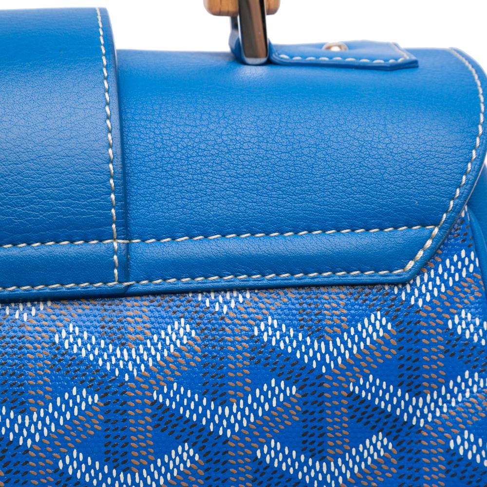 Goyard B Goyard Blue Coated Canvas Fabric Mini Goyardine Saigon Souple France