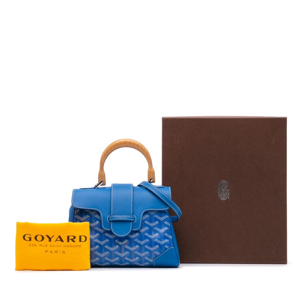 Goyard B Goyard Blue Coated Canvas Fabric Mini Goyardine Saigon Souple France