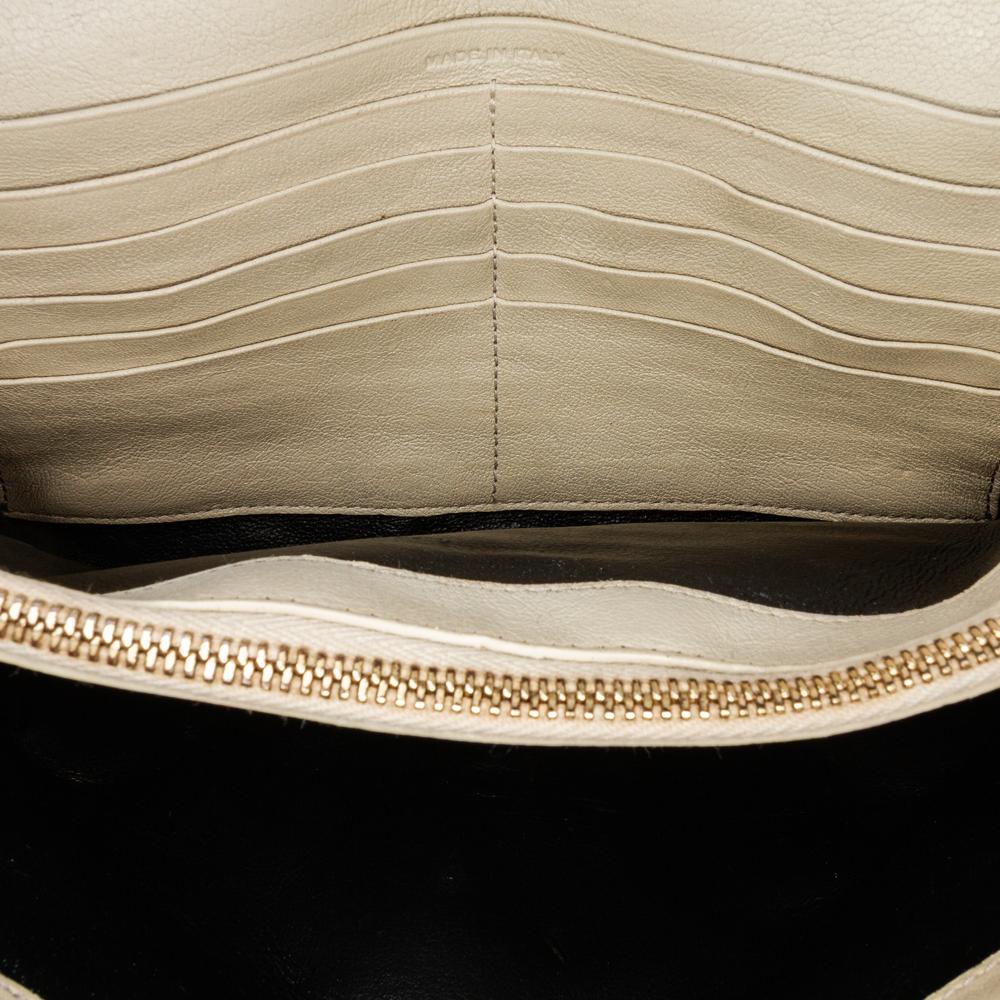 Saint Laurent B Saint Laurent White Lambskin Leather Leather Quilted Lambskin Diamond Becky Chain Wallet Italy