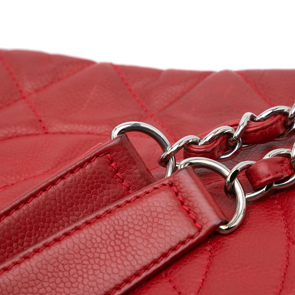 Chanel B Chanel Red Caviar Leather Leather Quilted Caviar Expandable Zip Tote Italy