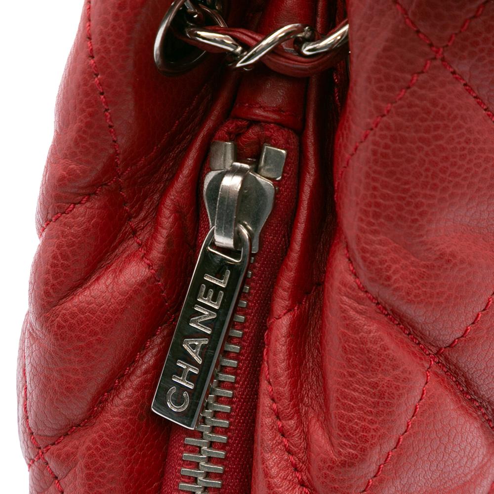 Chanel B Chanel Red Caviar Leather Leather Quilted Caviar Expandable Zip Tote Italy