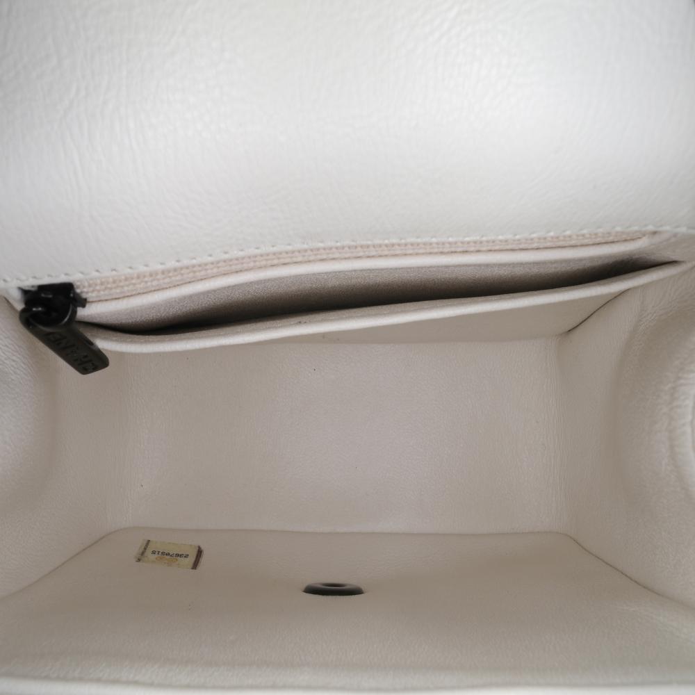 Chanel B Chanel White Ivory Calf Leather Mini Square Classic Crumpled skin Single Flap Italy