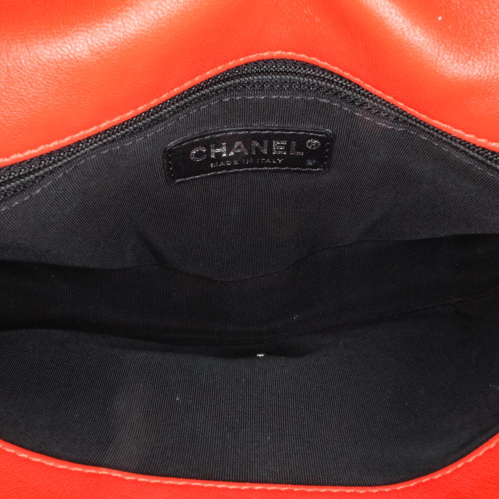 Chanel B Chanel Red with Blue Navy Lambskin Leather Leather Medium Quilted Lambskin Cuba Color Flap Italy