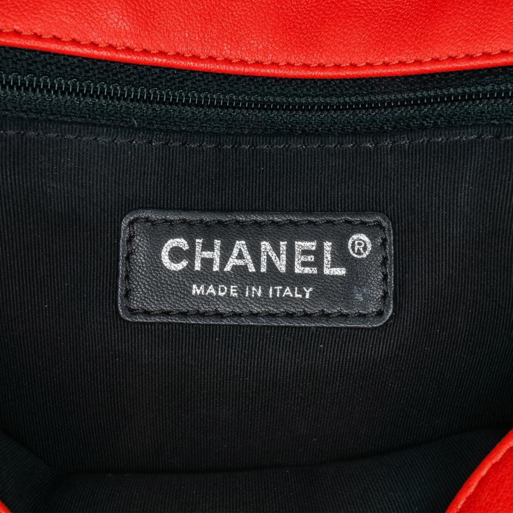 Chanel B Chanel Red with Blue Navy Lambskin Leather Leather Medium Quilted Lambskin Cuba Color Flap Italy