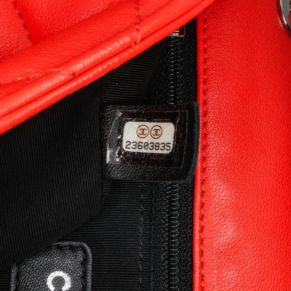 Chanel B Chanel Red with Blue Navy Lambskin Leather Leather Medium Quilted Lambskin Cuba Color Flap Italy