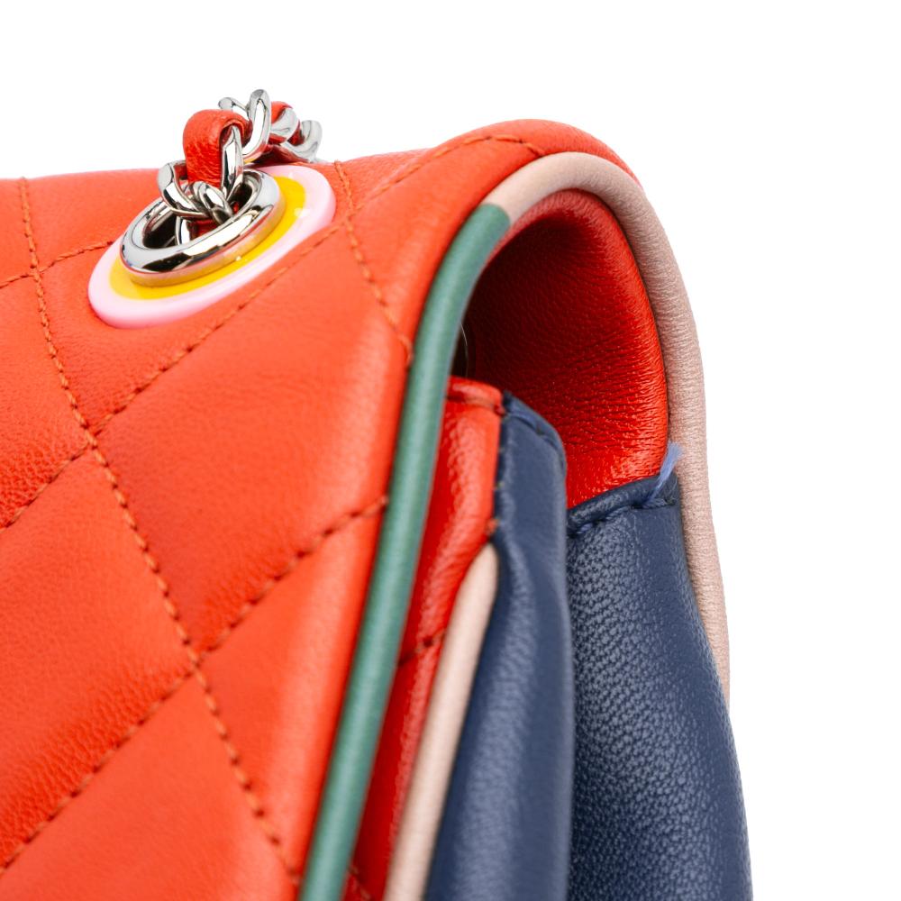 Chanel B Chanel Red with Blue Navy Lambskin Leather Leather Medium Quilted Lambskin Cuba Color Flap Italy