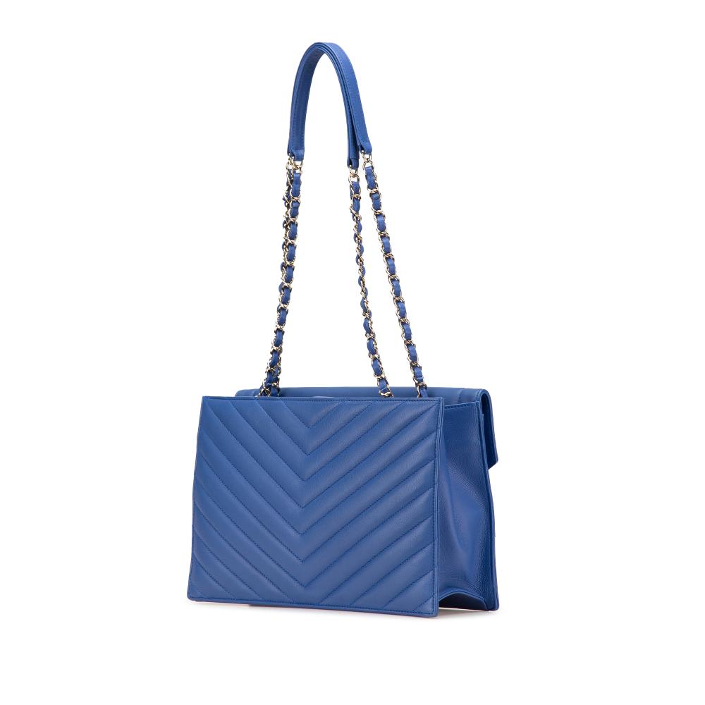 Chanel B Chanel Blue Calf Leather Chevron skin Coco Envelope Shoulder Bag France