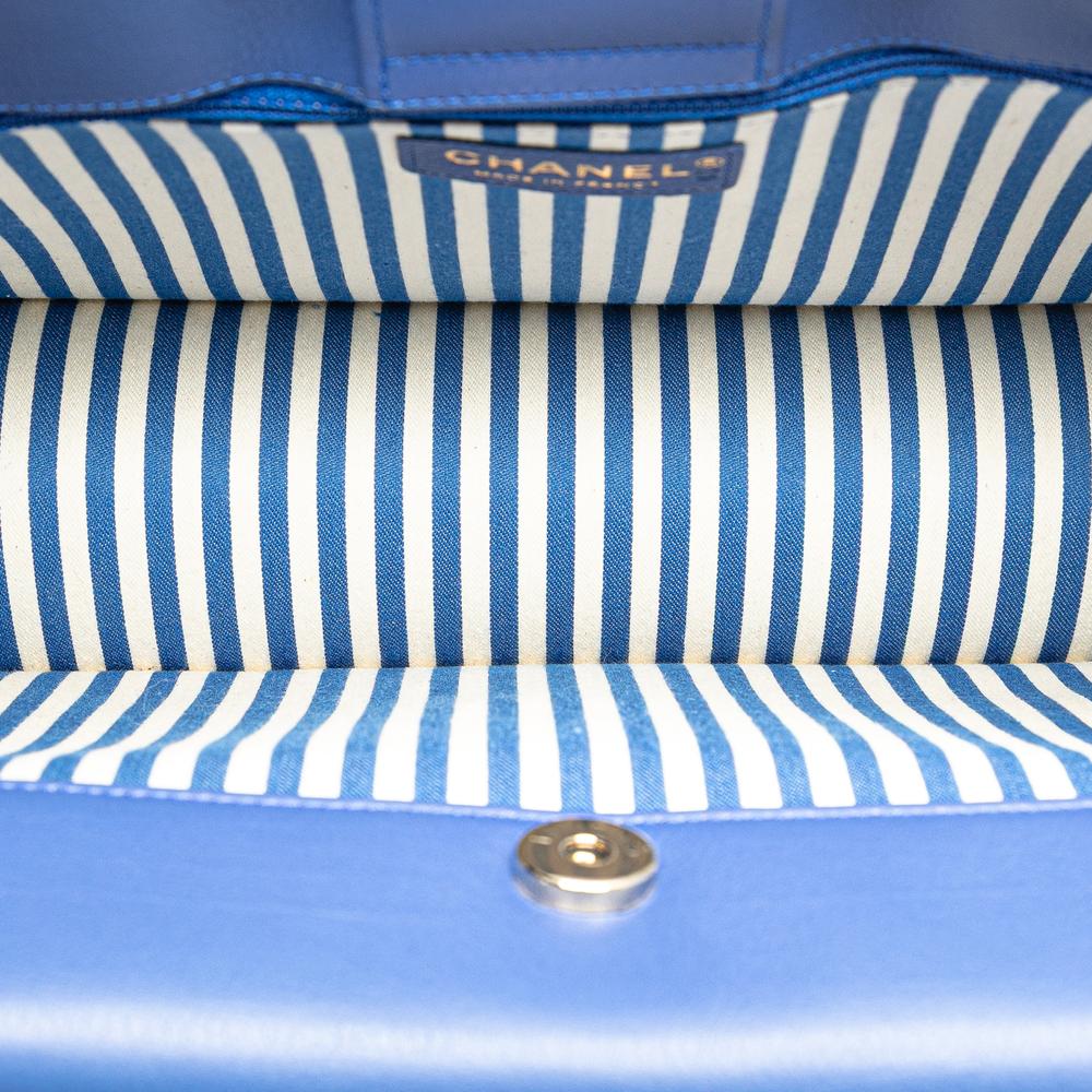 Chanel B Chanel Blue Calf Leather Chevron skin Coco Envelope Shoulder Bag France