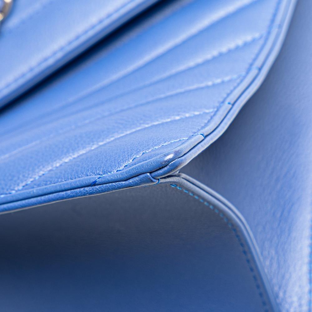 Chanel B Chanel Blue Calf Leather Chevron skin Coco Envelope Shoulder Bag France