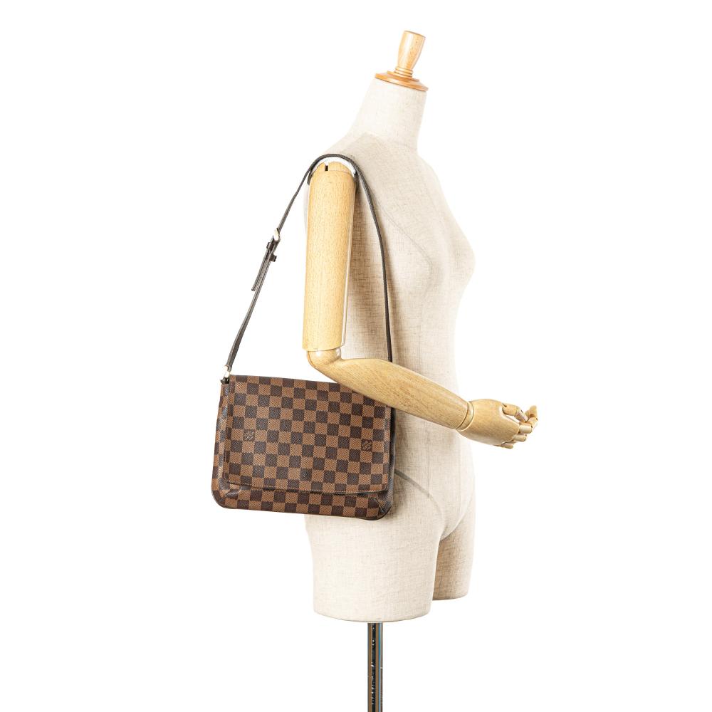 Louis Vuitton B Louis Vuitton Brown Damier Canvas Canvas Damier Ebene Musette Tango Short Strap Spain