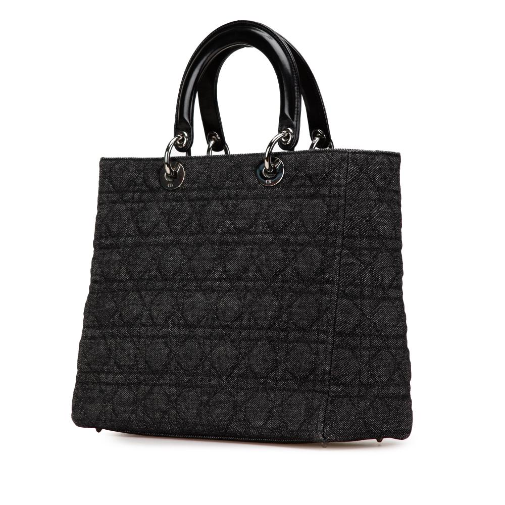 Christian Dior B Dior Black Denim Fabric Large Cannage Lady Dior Italy