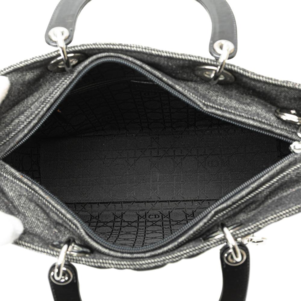 Christian Dior B Dior Black Denim Fabric Large Cannage Lady Dior Italy