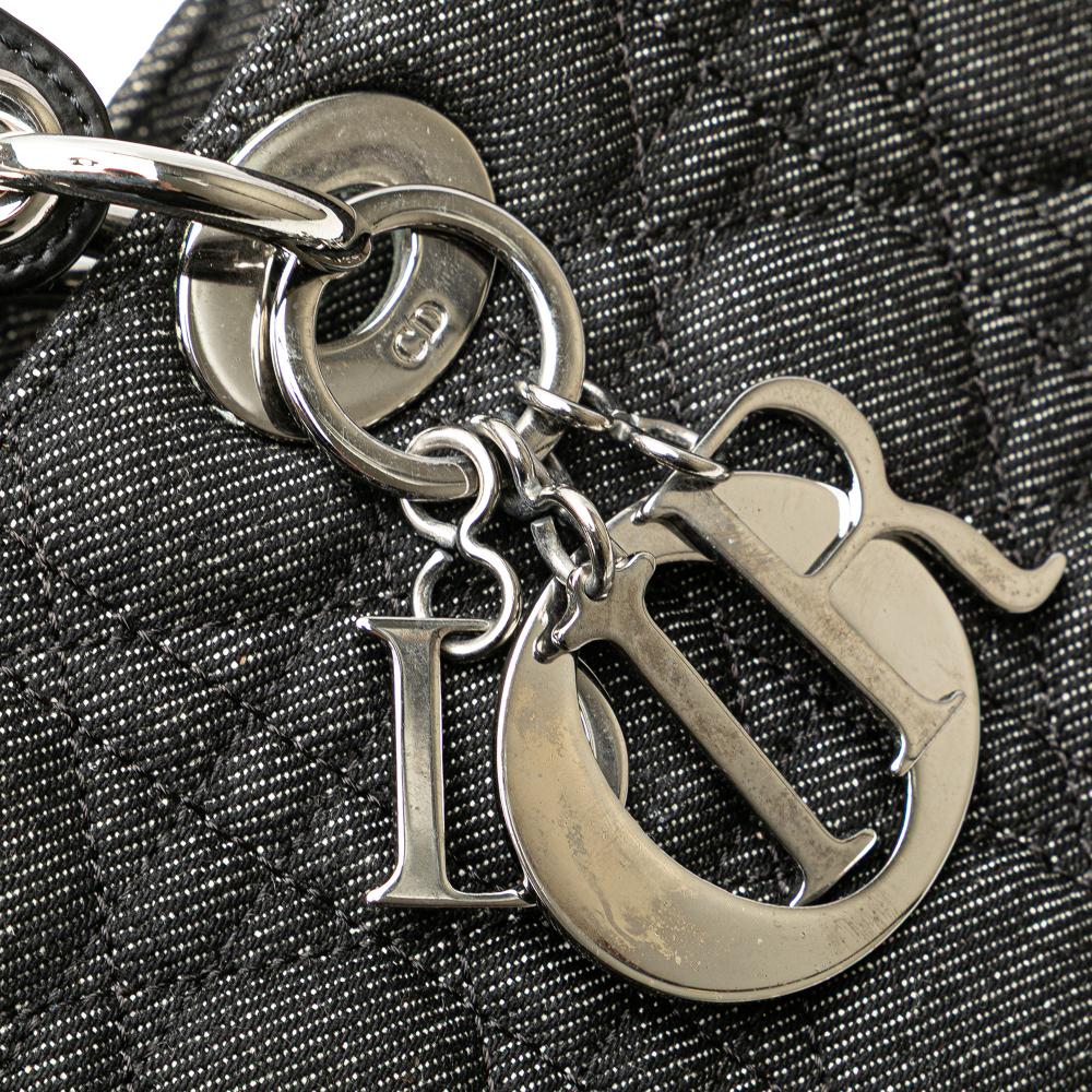 Christian Dior B Dior Black Denim Fabric Large Cannage Lady Dior Italy