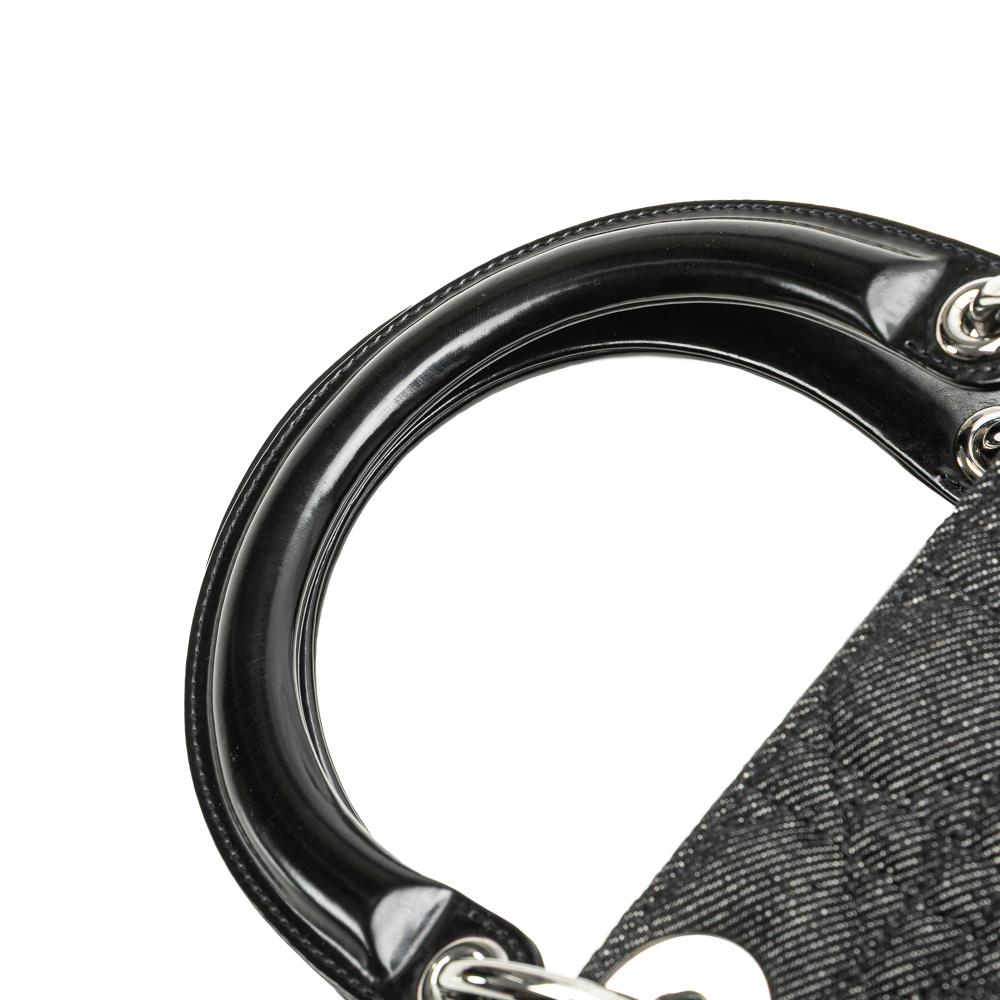 Christian Dior B Dior Black Denim Fabric Large Cannage Lady Dior Italy