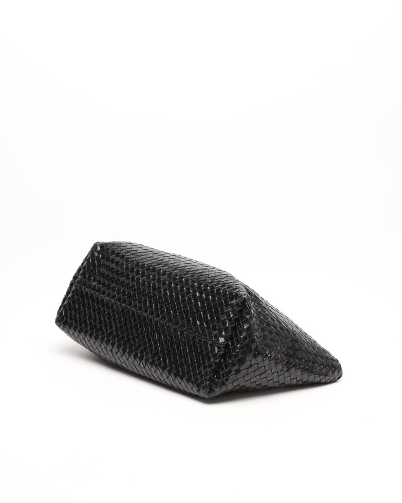 Bottega Veneta Patent Intrecciato Cabat MM Tote Bag