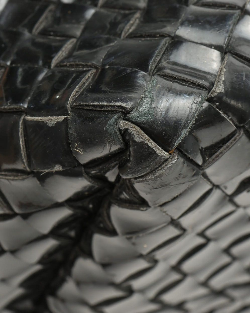 Bottega Veneta Patent Intrecciato Cabat MM Tote Bag