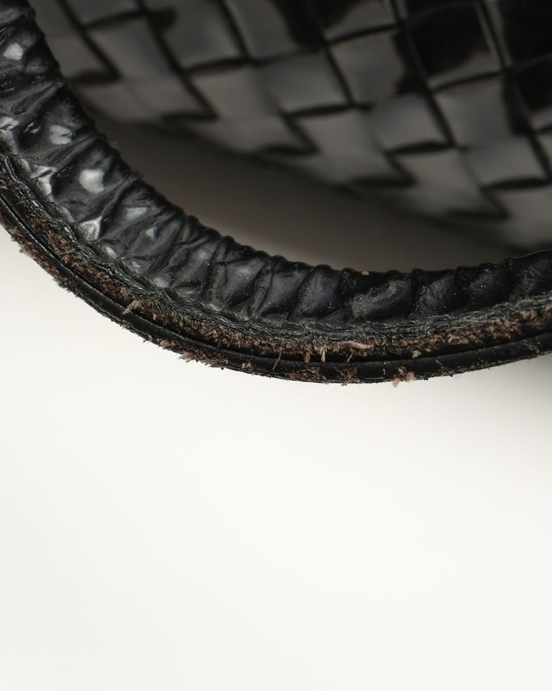 Bottega Veneta Patent Intrecciato Cabat MM Tote Bag