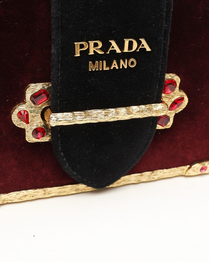 Prada Velvet Crystal Cahier Chain Bag